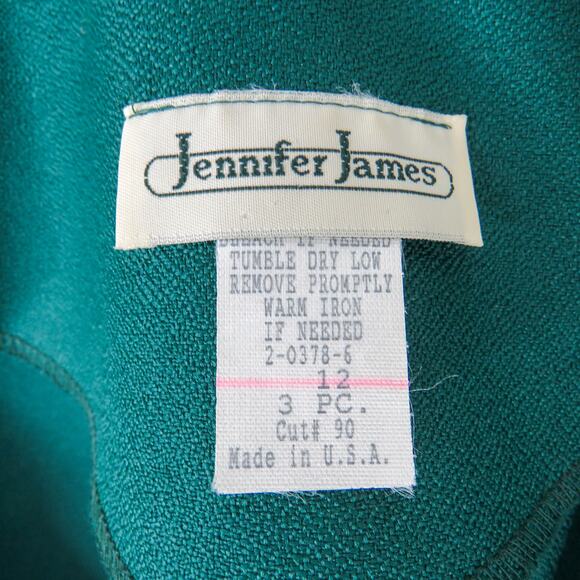 1980s Jennifer James Vintage Emerald Green Blazer Jacket Size 12 Large - Picture 10 of 11